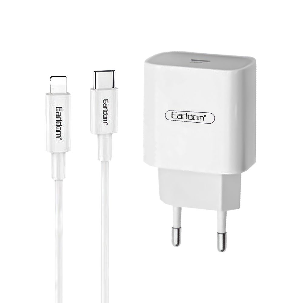 СЗУ Earldom ES-KC23I 1xUSB-C, 3А, PD18W + USB-C кабель Lightning 8-pin, 1м (белый)