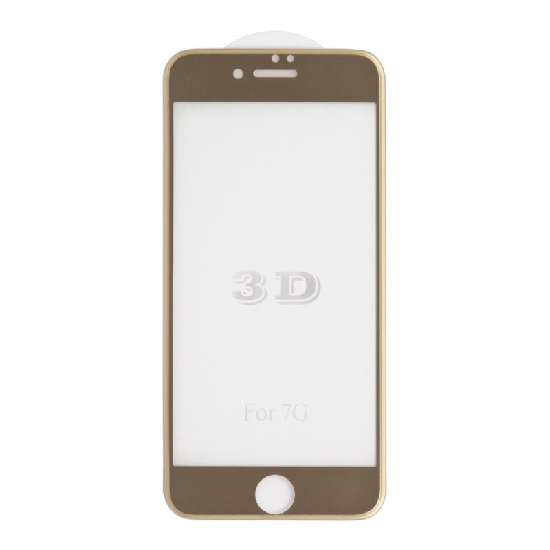 Защитное стекло "LP" для iPhone SE 2/8/7 Tempered Glass 3D с рамкой 0,33 мм, 9H (ударопрочное/золотое)