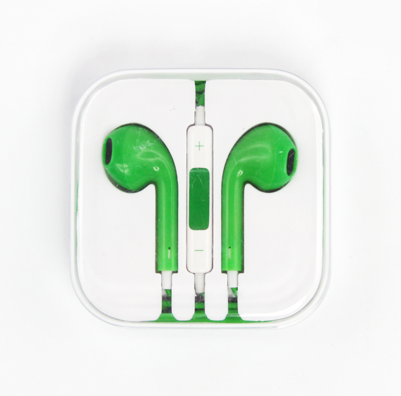 Гарнитура для iPhone/iPod и совместимые (зеленая/коробка)