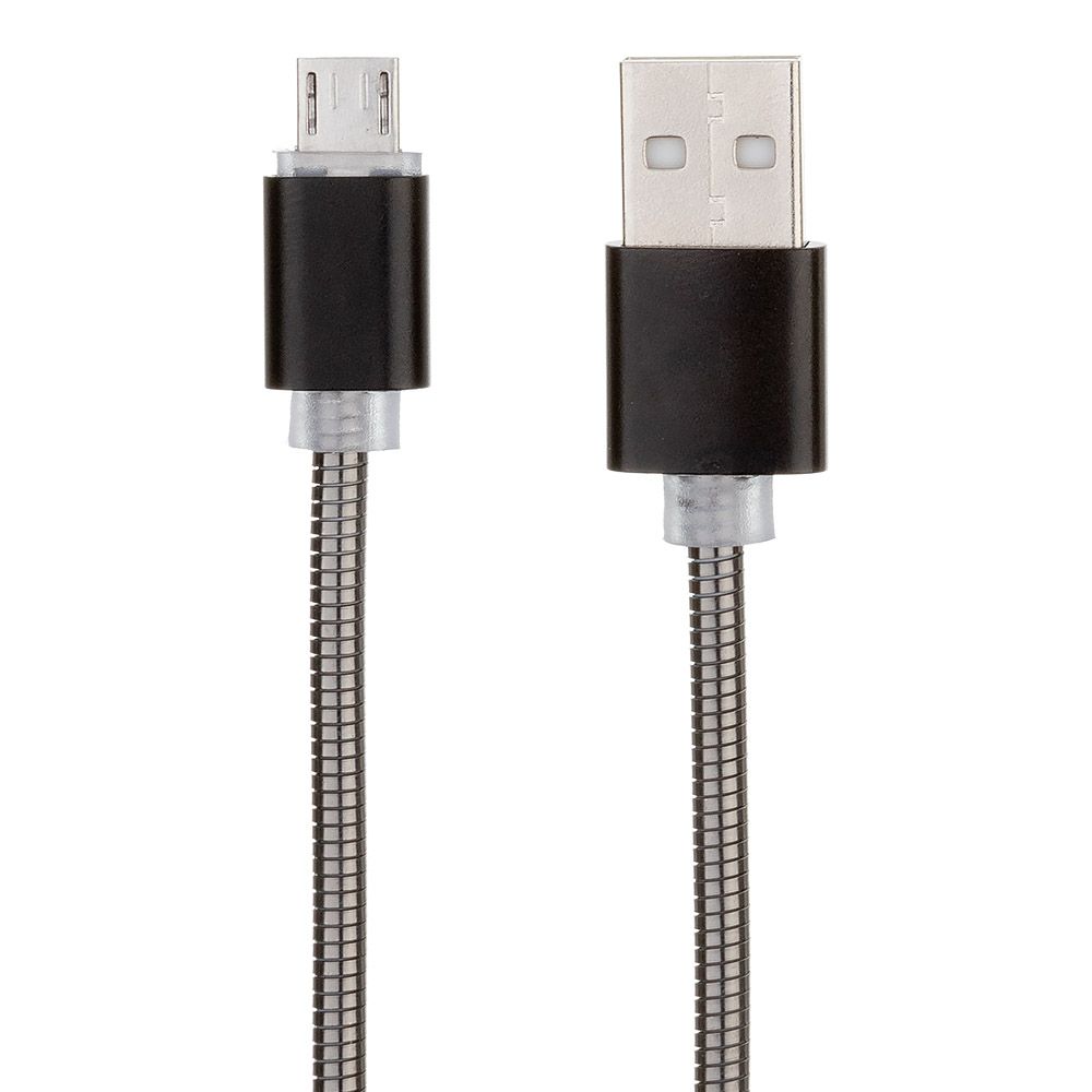 USB кабель "LP" Micro USB Металлическая оплетка 1м. (черный/европакет)