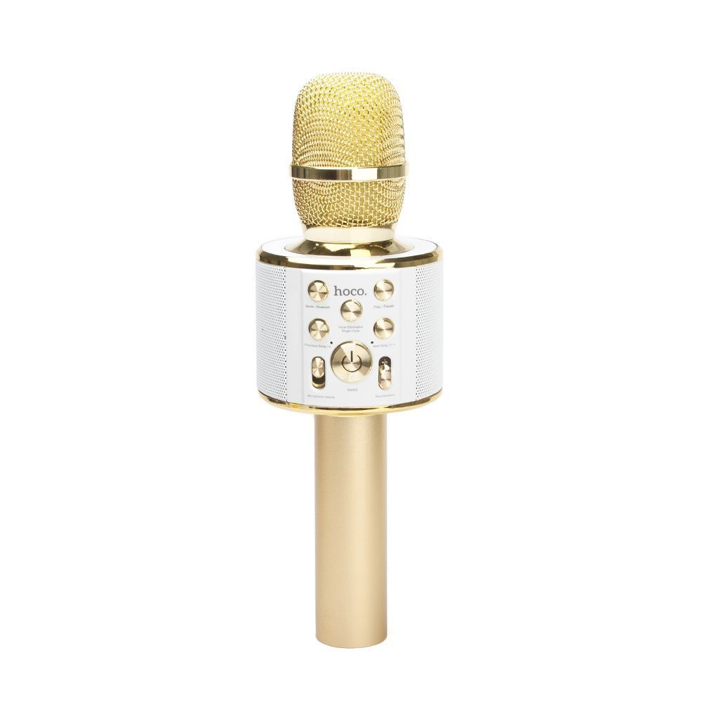 Караоке-микрофон HOCO BK3 Cool Sound BT4.2, 5W, microSD (золотой)
