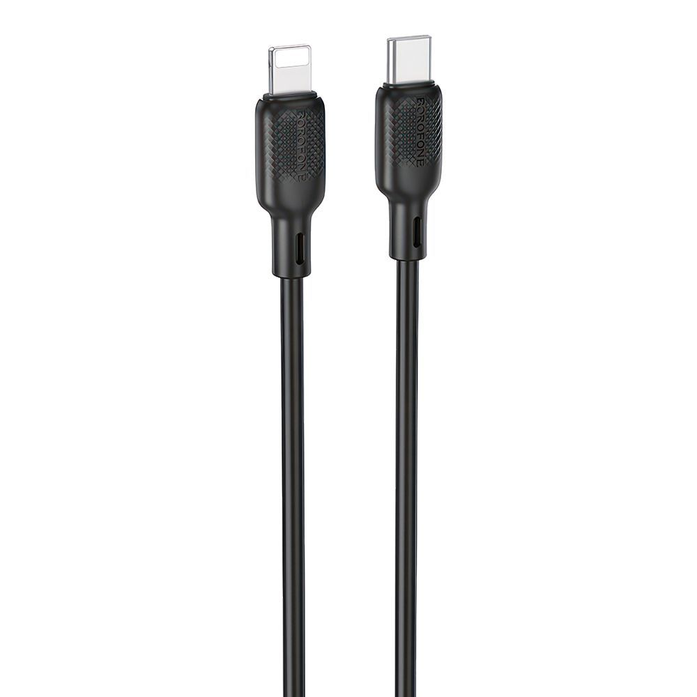 USB-C кабель BOROFONE BX113 Lenny Lightning 8-pin, 3А, PD27W, 3м, силикон (черный)