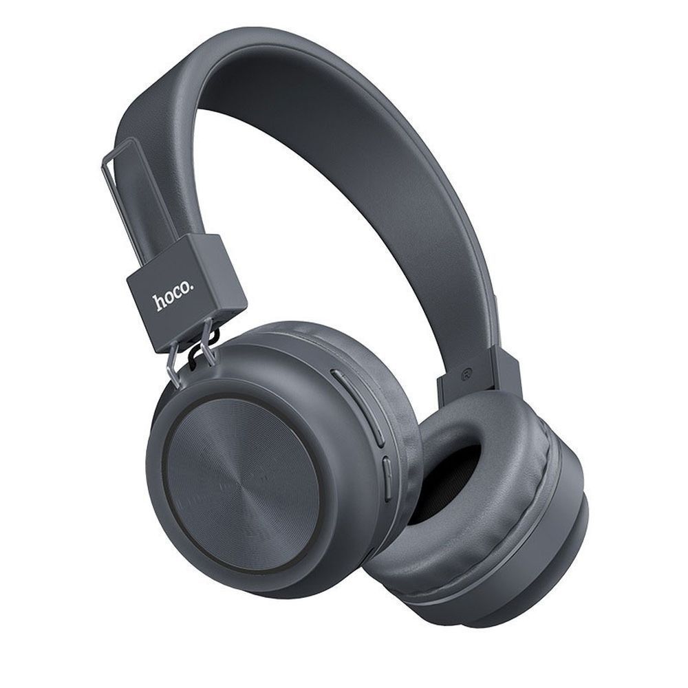 Bluetooth гарнитура HOCO W25 Promise BT 5.0, накладная, громкость +/-, LED (серый)