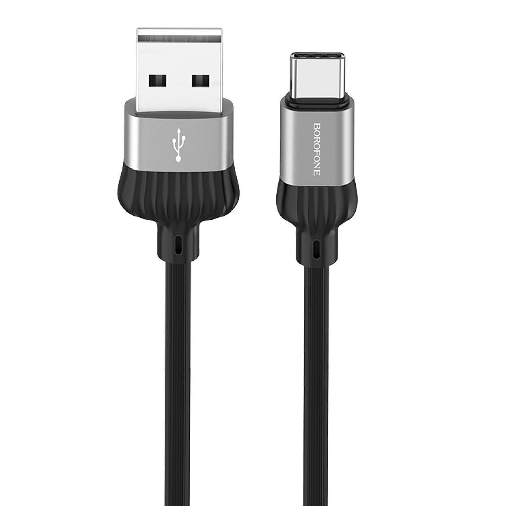 USB кабель BOROFONE BX28 Dignity Type-C, 3А, 1м, PVC (черный/серый)