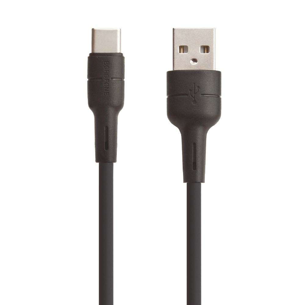 USB кабель BOROFONE BX30 Silicone Type-C, 3А, 1м, силикон (черный)