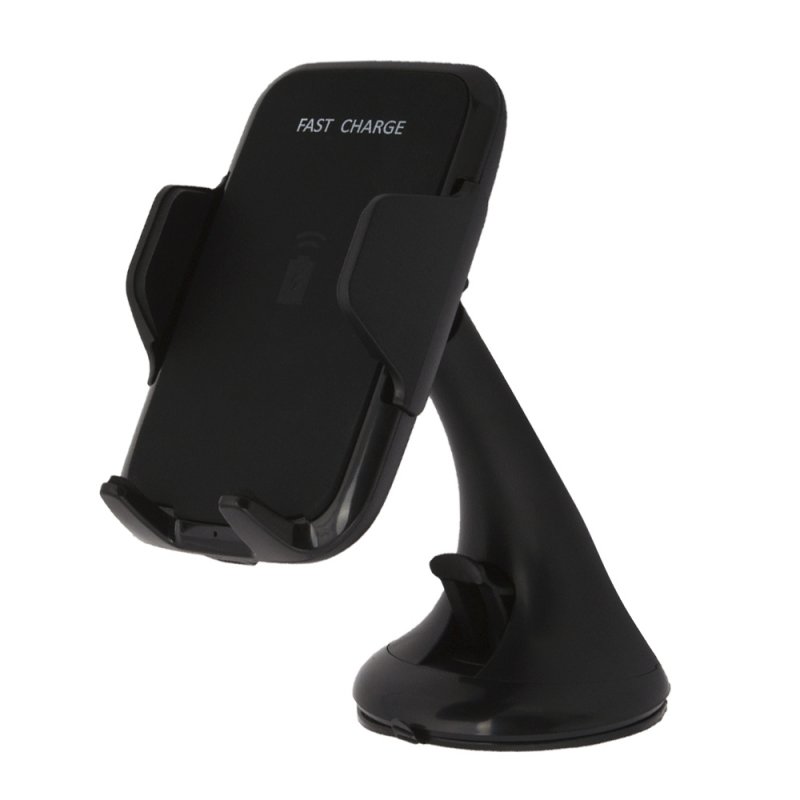 Держатель в авто с БЗУ Wireless Charger VehicleDock Qi зарядка 10,8 Вт на стекло/воздуховод (черный)