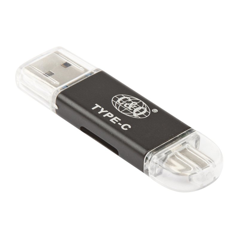 OTG 3 в 1 USB/USB Type-C/Micro USB на Micro SD картридер (черный/коробка)