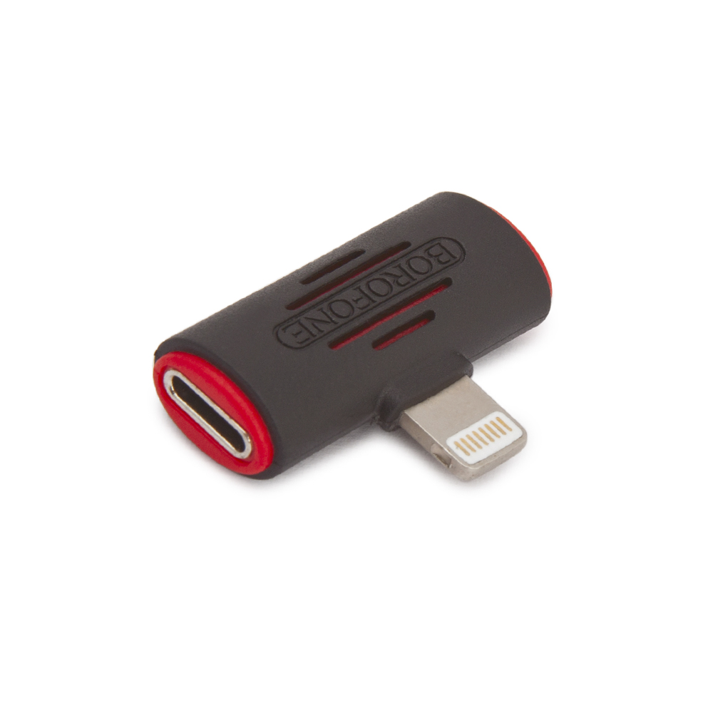 Аудио адаптер BOROFONE BV6 Lightning 8-pin на 2xLightning 8-pin, зарядка и аудио (черный)