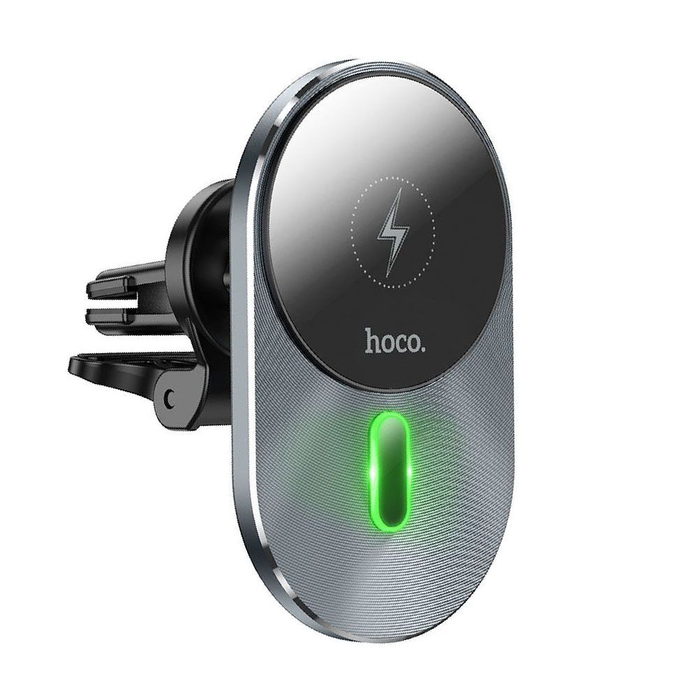 Держатель в авто с БЗУ HOCO CA91 Magic магнитный, в воздуховод, 15W (серый)