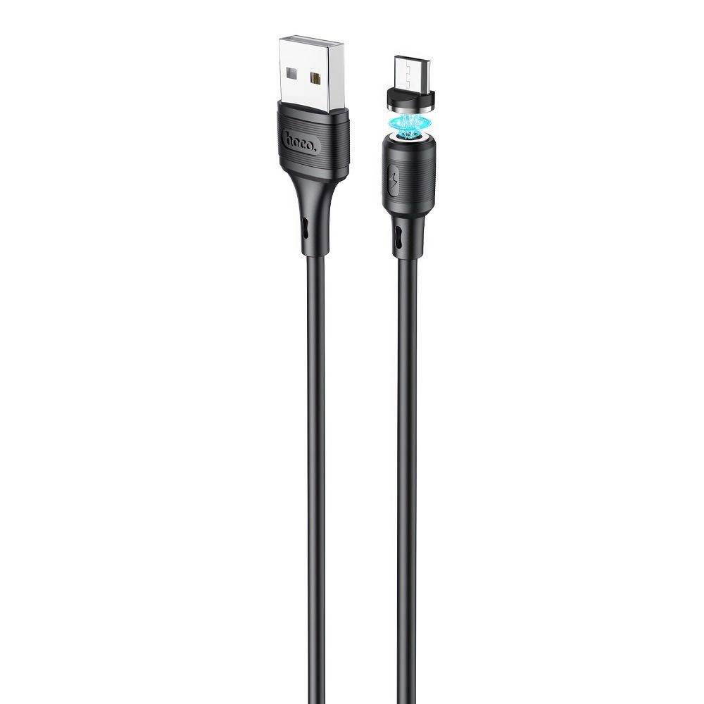 USB кабель HOCO X52 Sereno Magnetic MicroUSB, 2.4А, магнитный, 1м, PVC (черный)