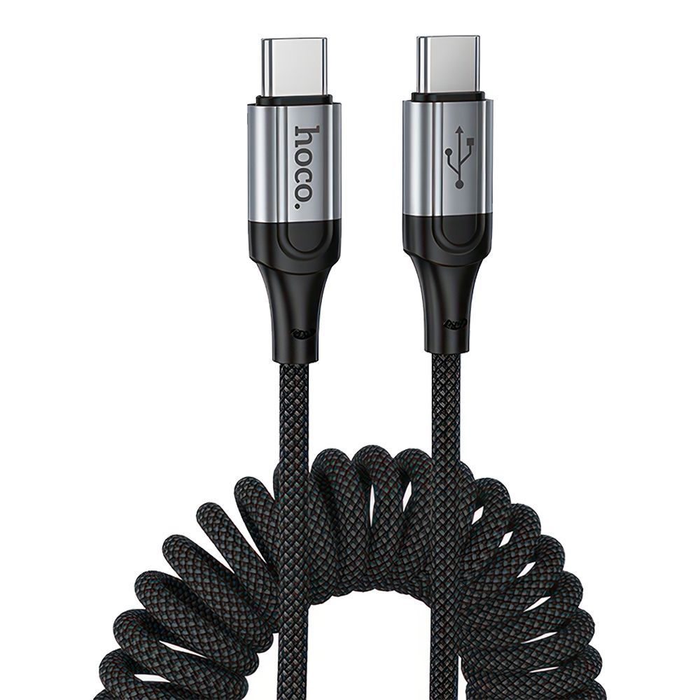 USB-C кабель HOCO X121 Nuevo Type-C, PD60W, пружина, 1.5м, нейлон (черный)