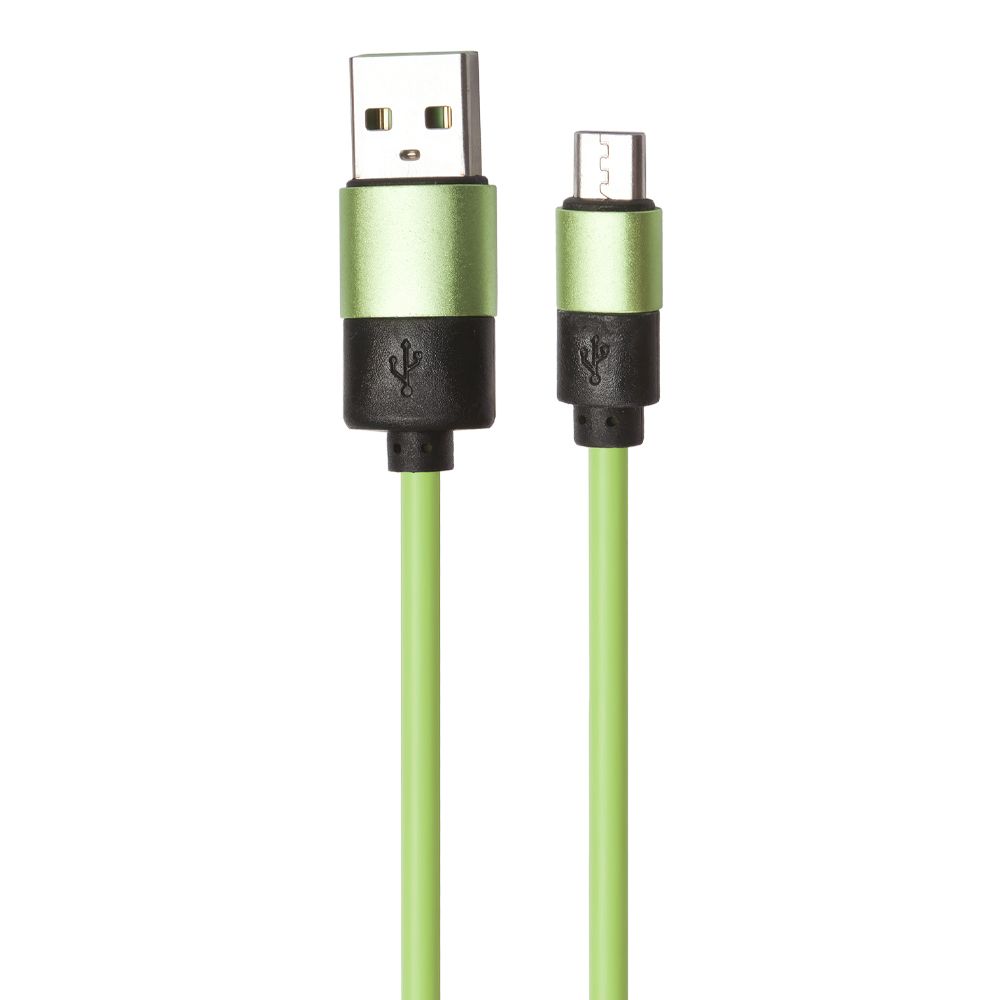 USB кабель "LP" Micro USB круглый soft touch металлические разъемы (зеленый/европакет)