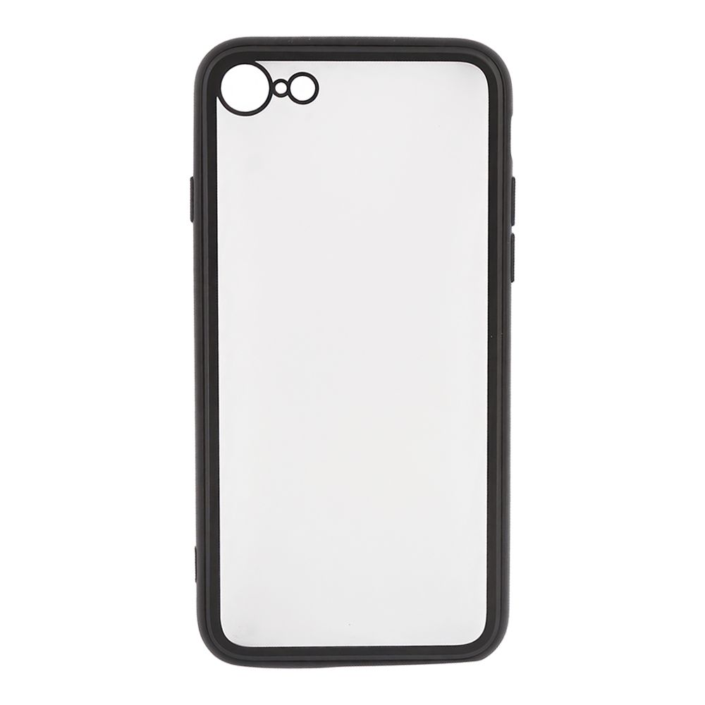 Защитная крышка "LP" для iPhone SE 2/8/7 "Glass Case" с черной рамкой (прозрачное стекло/коробка)