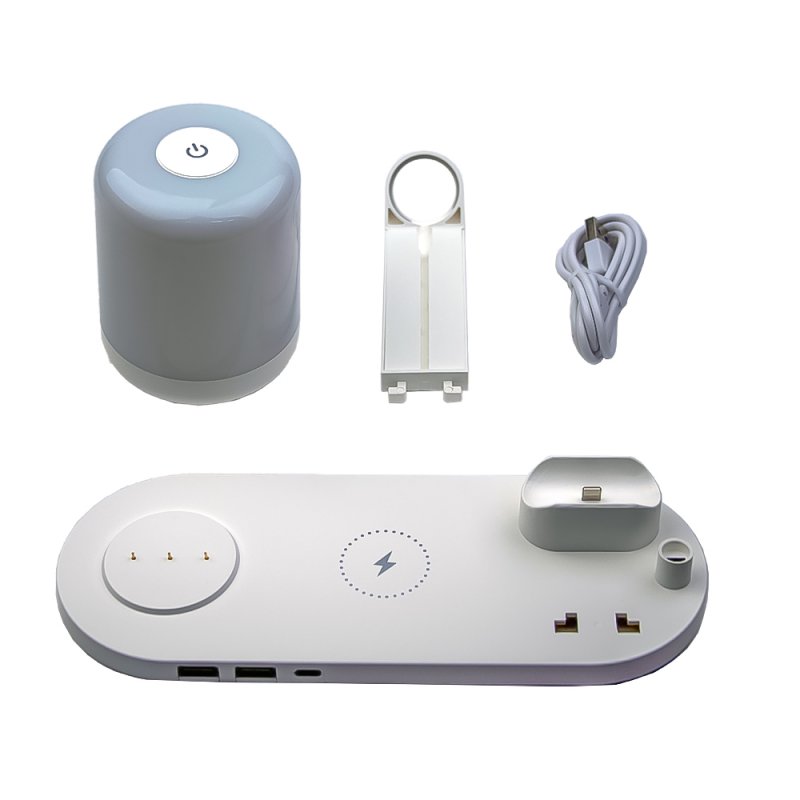 Беспроводное ЗУ для смартфона, iWatch и AirPods, съемная лампа (белый)