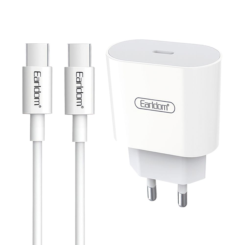 СЗУ Earldom ES-EU4C 1xUSB-C, 3А, PD20W + USB-C кабель Type-C, 1м (белый)