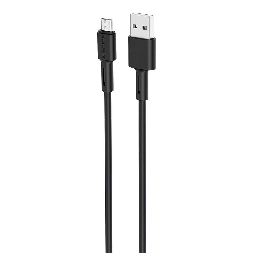 USB кабель BOROFONE BX31 Soft Silicone MicroUSB, 2.4А, 1м, силикон (черный)