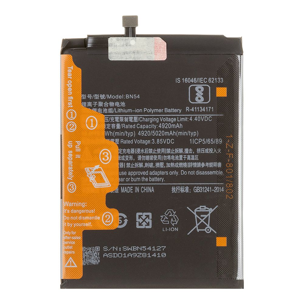 Аккумулятор (АКБ) Xiaomi Redmi Note 9/Redmi 9 (BN54) 100% Filling Capacity