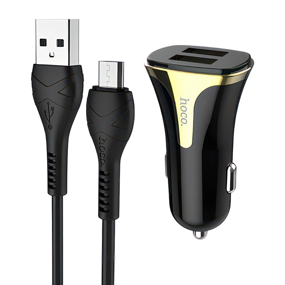 АЗУ HOCO Z31 Universe 2xUSB, 3.4А, 18W, QC3.0 + USB кабель MicroUSB, 1м (черный)
