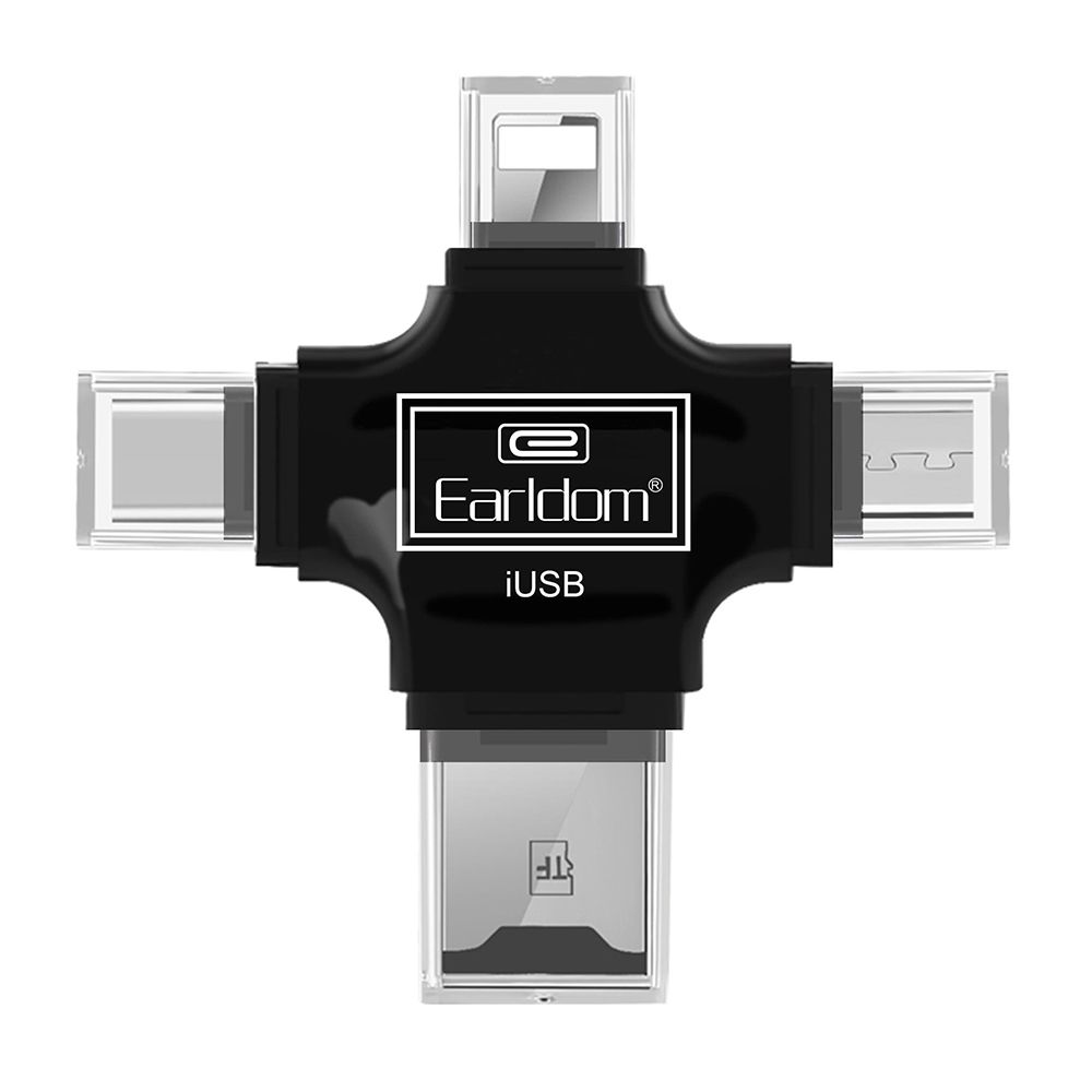 Картридер Earldom ET-OT20 Lightning 8-pin/Type-C/MicroUSB на microSD (черный)