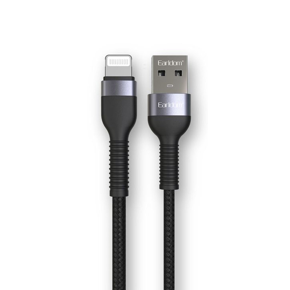 USB кабель Earldom EC-100I Lightning 8-pin, 2.4А, 1м, нейлон (черный)