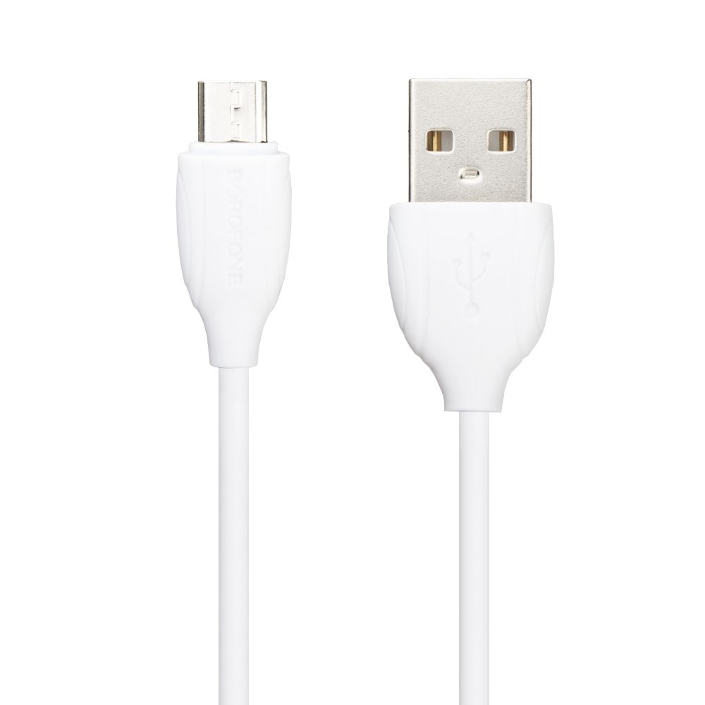 USB кабель BOROFONE BX19 Benefit MicroUSB, 2.4А, 1м, PVC (белый) мятая