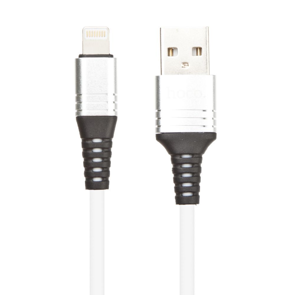USB кабель HOCO U46 Tricyclic Lightning 8-pin, 1м, силикон (белый)