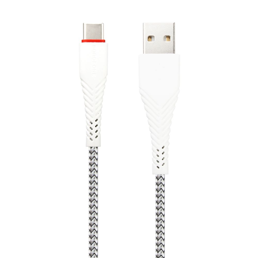 USB кабель BOROFONE BX25 Powerful Type-C, 3А, 1м, нейлон (белый)