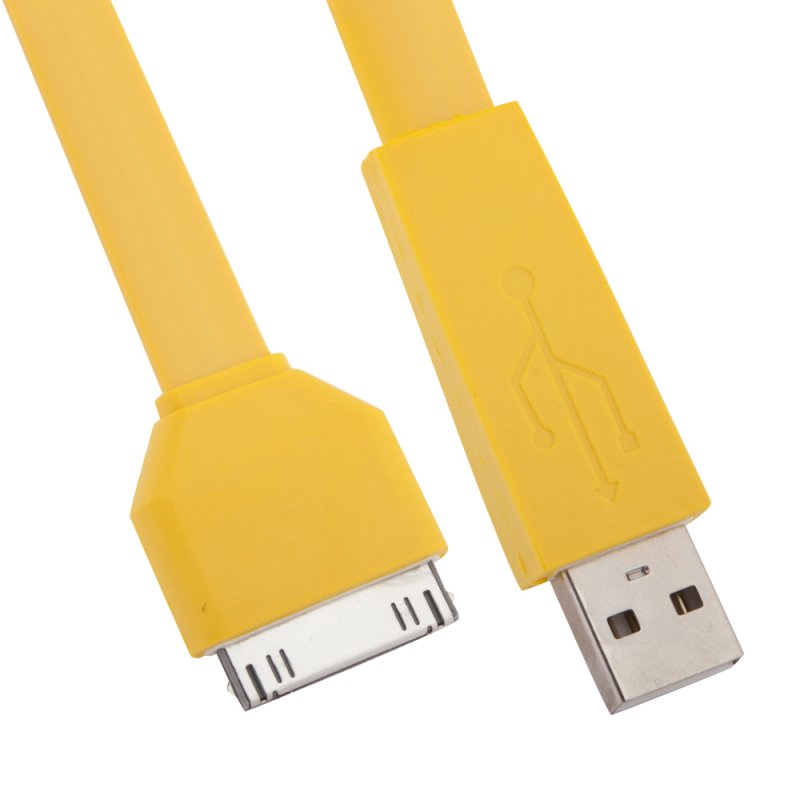 USB кабель "LP" для Apple iPhone/iPad 30 pin плоский широкий (желтый/европакет)