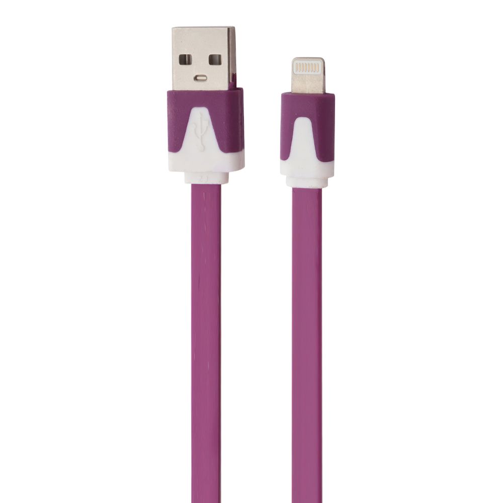 USB кабель "LP" для Apple iPhone/iPad Lightning 8-pin плоский узкий (сиреневый/европакет)