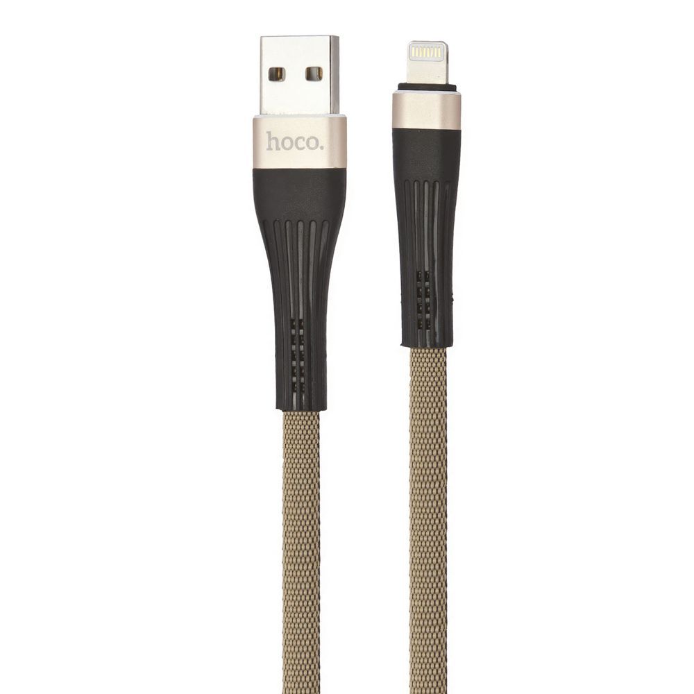 USB кабель HOCO U39 Slender Lightning 8-pin, 2.4А, 1.2м, нейлон (золотой/черный)