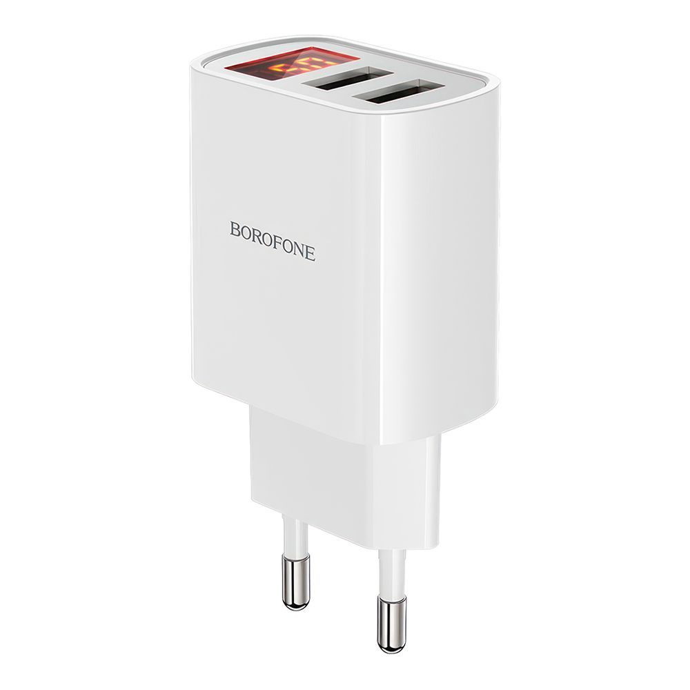 СЗУ BOROFONE BA58A Mighty 2xUSB, 2.4А, LED дисплей (белый)