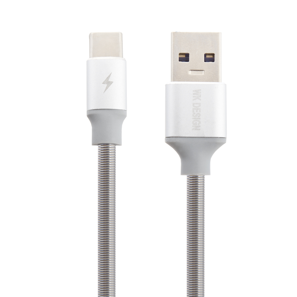 USB кабель WK WDC-083a Kingkong Type-C, 5А, 1м, металл (серебрянный)
