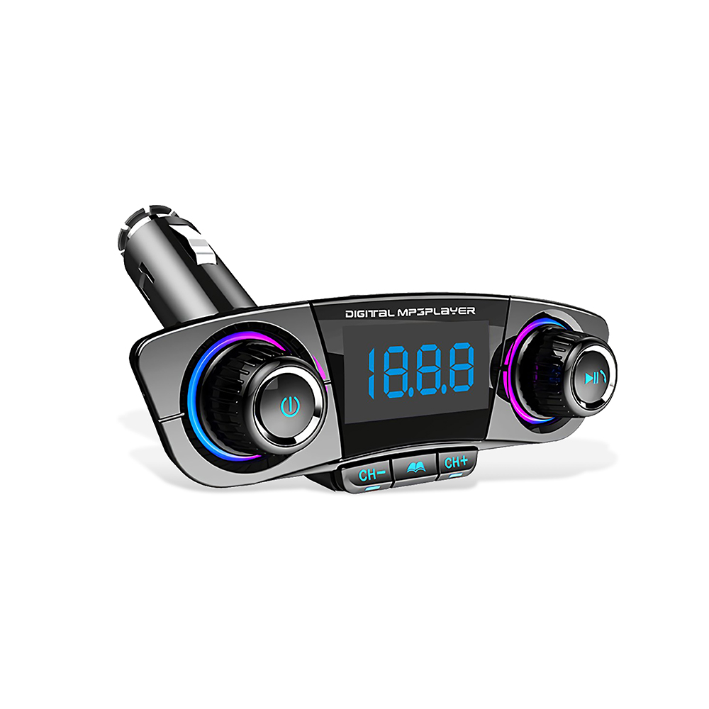 АЗУ Earldom ET-M60 2xUSB, 2A, BT 5.1, LED дисплей, FM, микрофон, USB flash, MicroSD, AUX (черный)