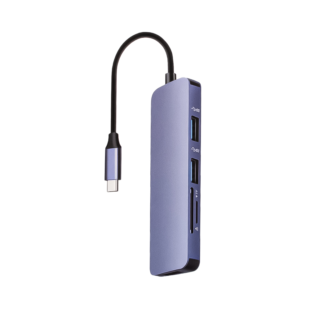 Адаптер COTEetCI 5 в 1 USB-C на USB 3.0*3/SD/MicroSD (серый)