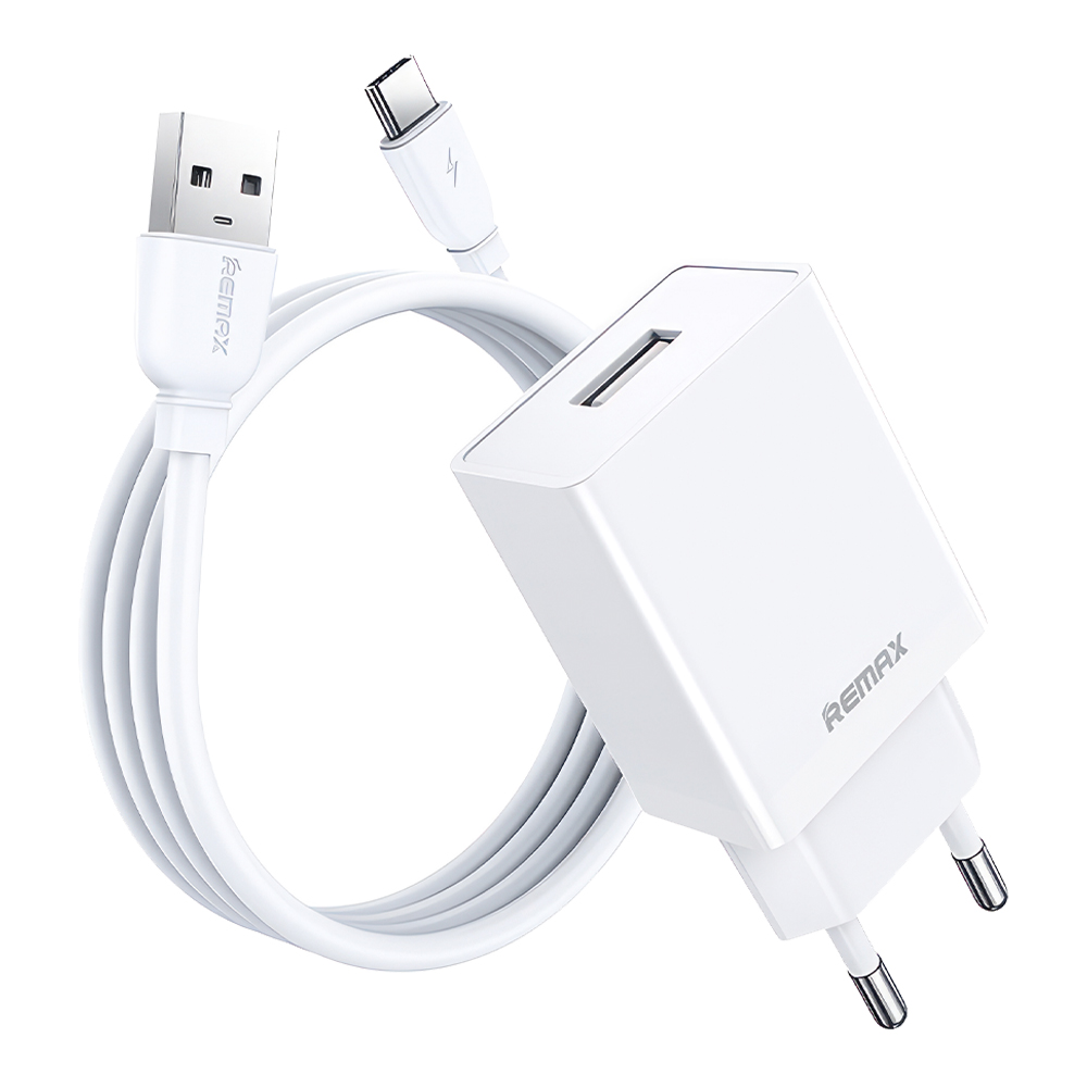 СЗУ REMAX RP-U95 1xUSB, 2.4А + кабель Type-C, 1м (белый)
