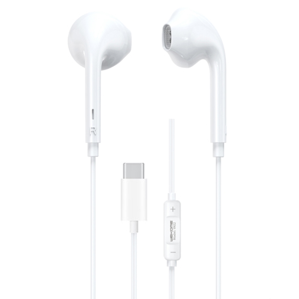 Гарнитура WK YA02 USB Type-C, громкость +/-, вкладыши, 1.2м (белый)
