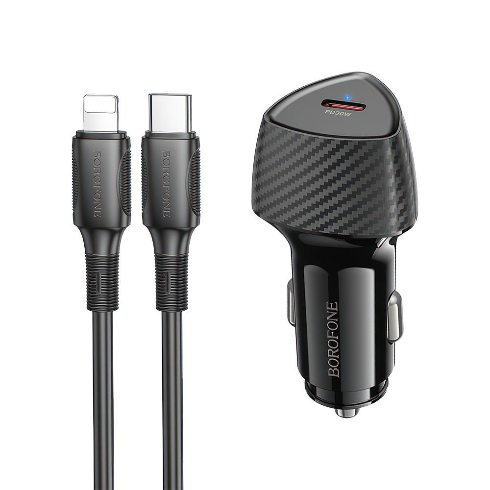 АЗУ BOROFONE BZ31B Solid 1xUSB-C, PD30W + кабель Lightning 8-pin 1м (черный)