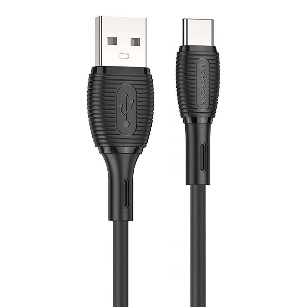 USB кабель BOROFONE BX86 Advantage Type-C, 3А, 1м, силикон (черный)