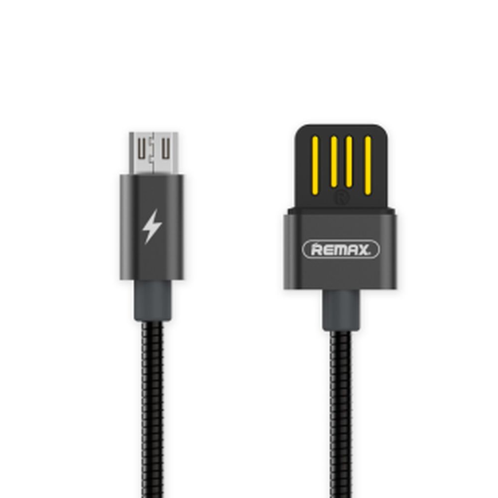USB кабель REMAX RC-080m Tinned Copper MicroUSB, 1м, металл (черный)