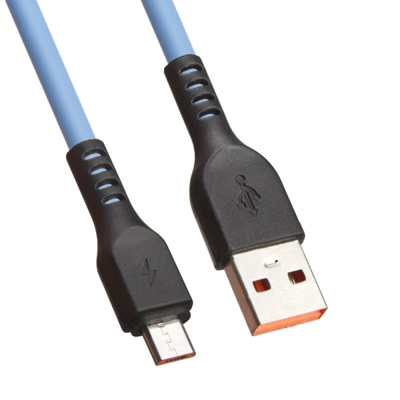 USB кабель "LP" Micro USB "Extra" TPE (голубой/коробка)