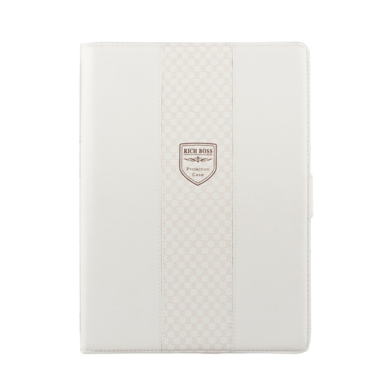 Чехол/книжка для iPad Air "RICH BOSS" Protection Case (кожаный белый/бежевая полоса коробка)