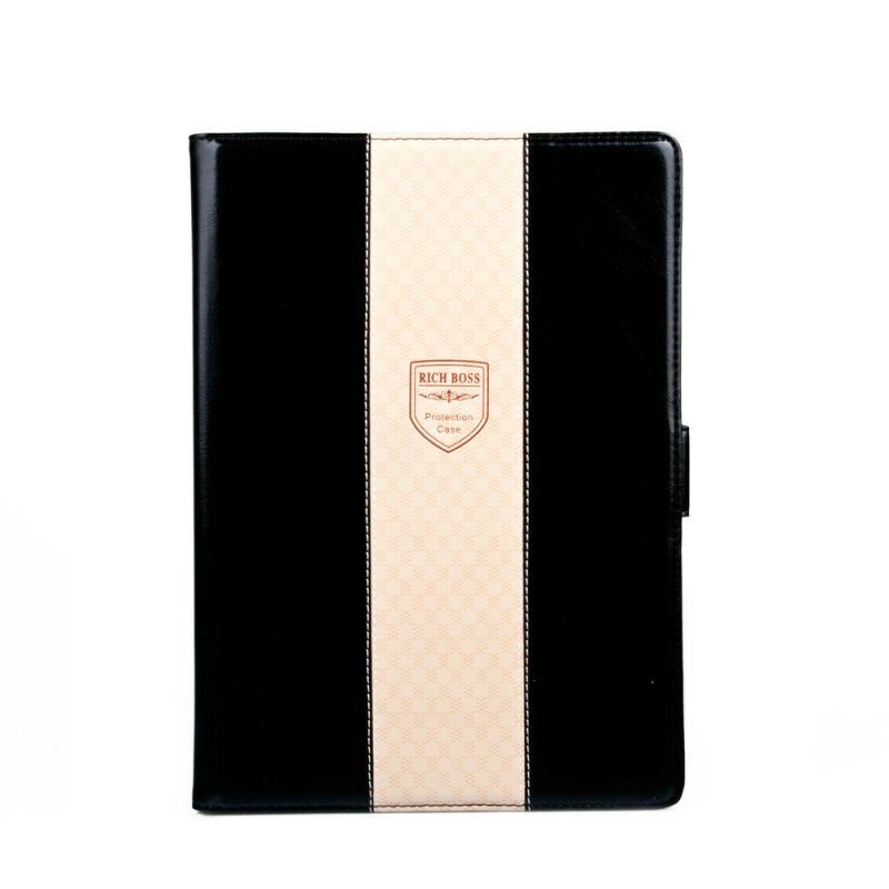 Чехол/книжка для iPad Air "RICH BOSS" Protection Case (кожаный черный/бежевая полоса коробка)