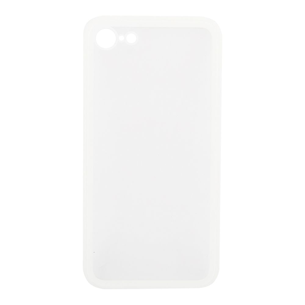 Защитная крышка "LP" для iPhone SE 2/8/7 "Glass Case" с белой рамкой (прозрачное стекло/коробка)