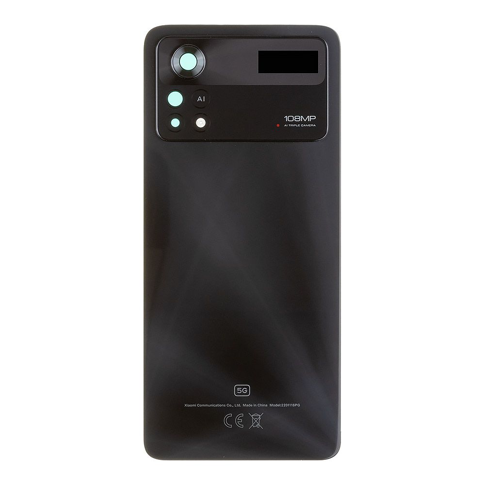 Задняя крышка для Xiaomi Poco X4 Pro 5G (2201116PG) со стеклом камеры (черный)