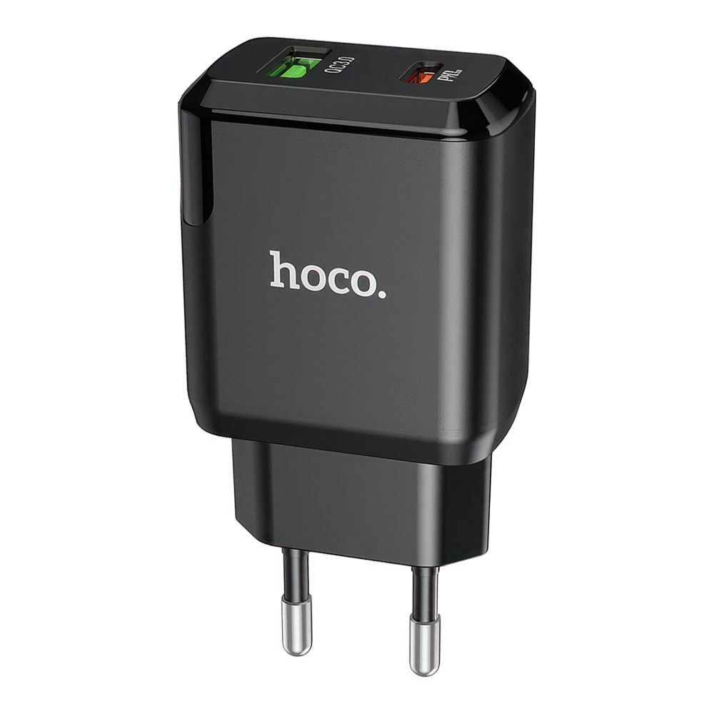 СЗУ HOCO N5 Favor 1xUSB, 1xUSB-C, 3А, PD20W, QC3.0 (черный)