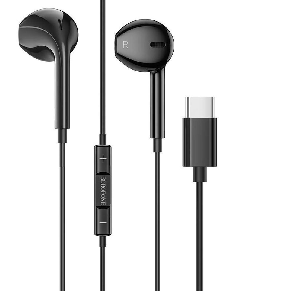 Гарнитура BOROFONE BM56 Original Type-C, вкладыши, громкость +/-, 20 шт. в упаковке, 1.2м (черный)
