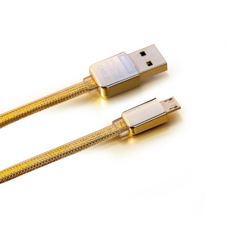 USB кабель "РЕМАКС" Safe Speed MicroUSB, плоский, пластиковые разьемы, 1м, TPE (золотой)