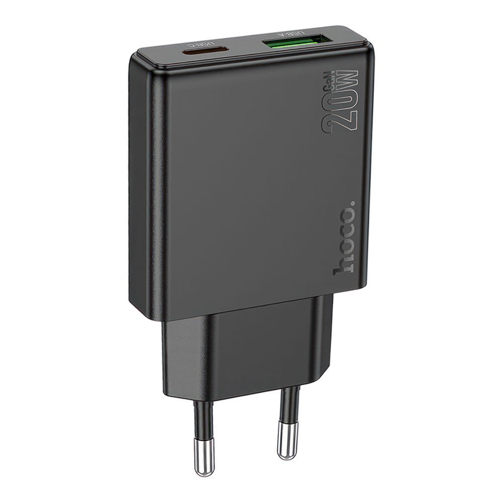 СЗУ HOCO N38 Delgado 1xUSB, 1xUSB-C, 3А, PD20W, QC3.0 (черный)