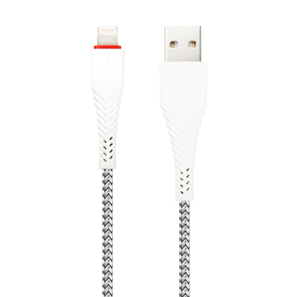 USB кабель BOROFONE BX25 Powerful Lightning 8-pin, 2.4А, 1м, нейлон (белый)