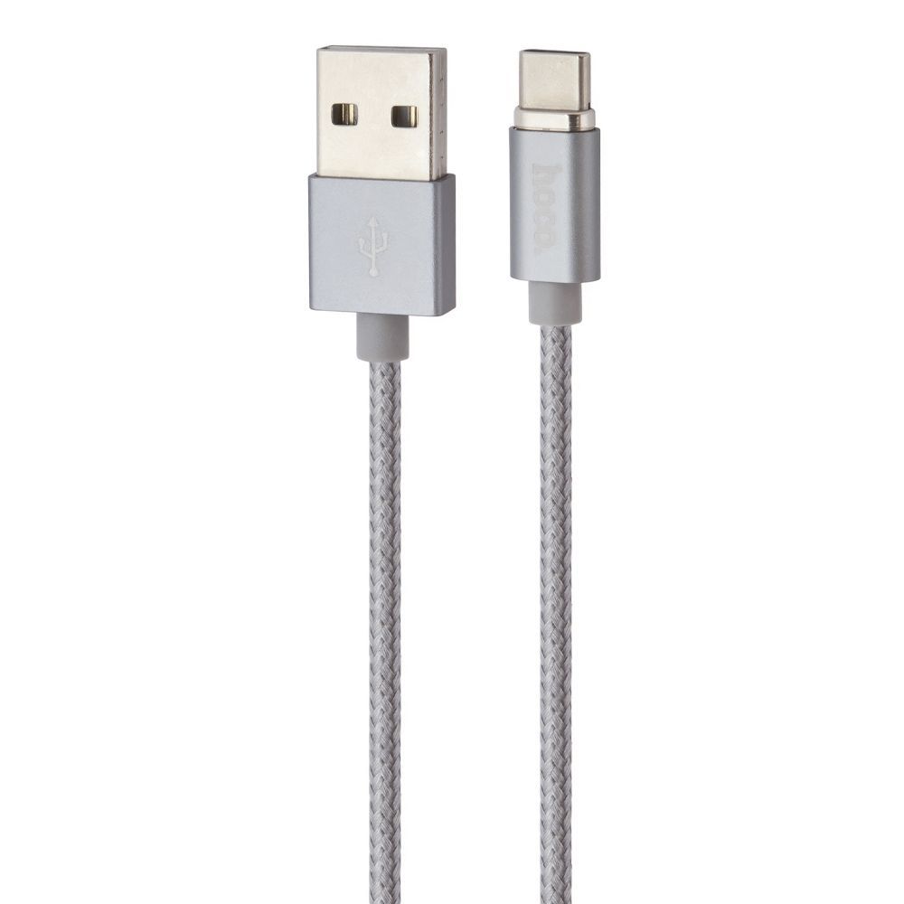 USB кабель HOCO U40A Magnetic Adsorption Type-C, магнитный, 1м, нейлон (серый)